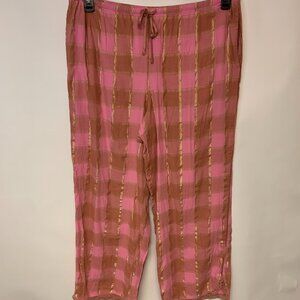 Victoria's Secret PJ Bottoms Size XL Pink & Gold Plaid Loungewear Causal relaxed